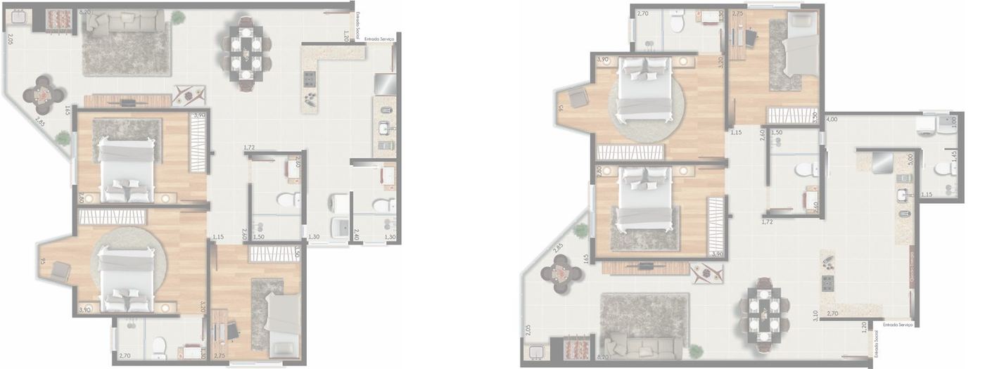 Plantas humanizadas — 115 e 119 m²